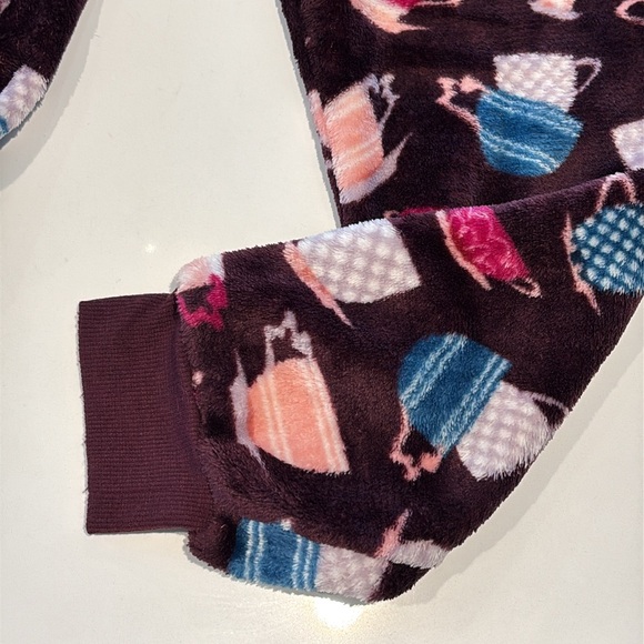 Women’s Joyspun Pajama Bottoms Burgundy With Coffee Cups Soft Fabric S - Picture 3 of 13